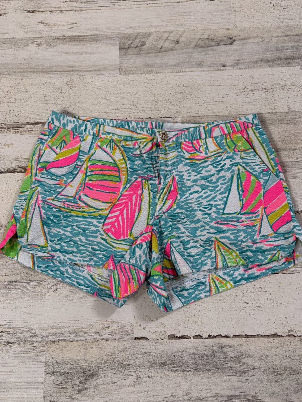 Lilly Pulitzer Women's Size 8 Adie Shorts U Gotta Regatta Turq/Pink/Green